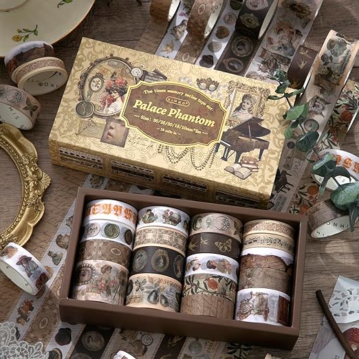 18 Rolls Vintage Victorian Washi Tape Set Journal Tape - Image 2