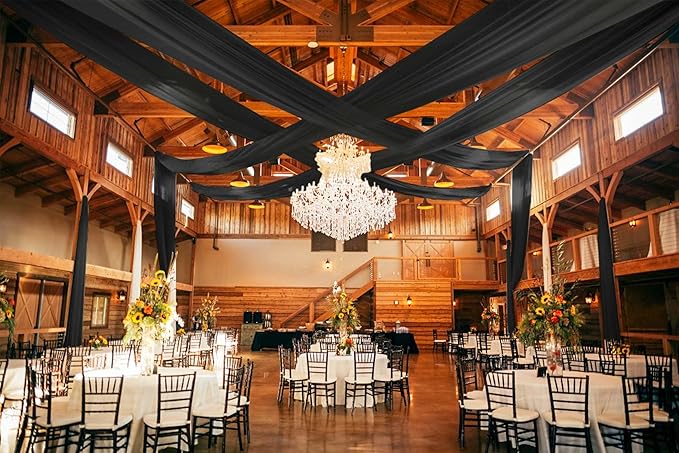 6 Panels Black Ceiling Drapes for Wedding 5ftx15ft Ceiling Drapes Wedding Arch - Image 5