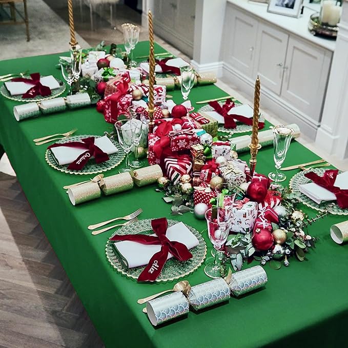 12 Pack 60 x 126 Inch Rectangle Tablecloth Green Polyester Tablecloth - Image 5