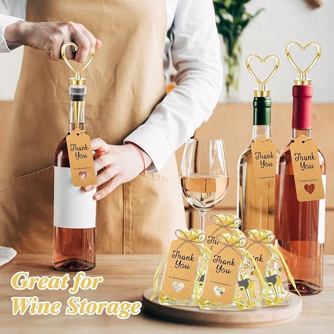 Buryeah 24 Set Wedding Heart Shaped Wine Stopper Party Favors Bulk Beverage - Image 7