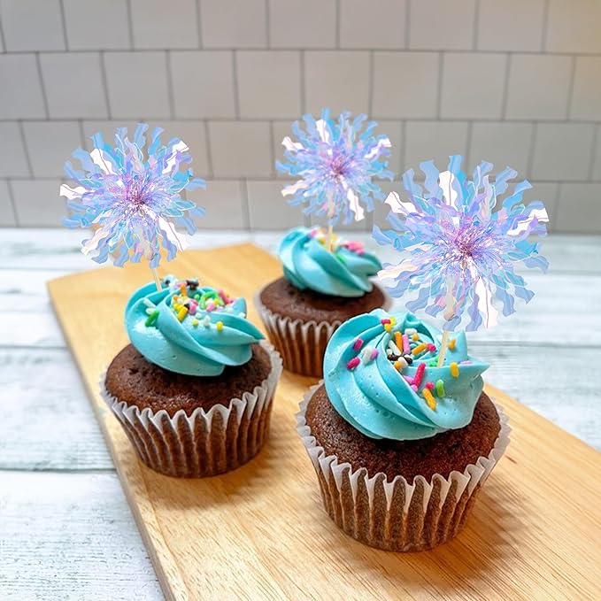 Ephlyn 30Pcs Foil Firework Cupcake Toppers Party Birthday Cake Toppers Supplies - Image 6