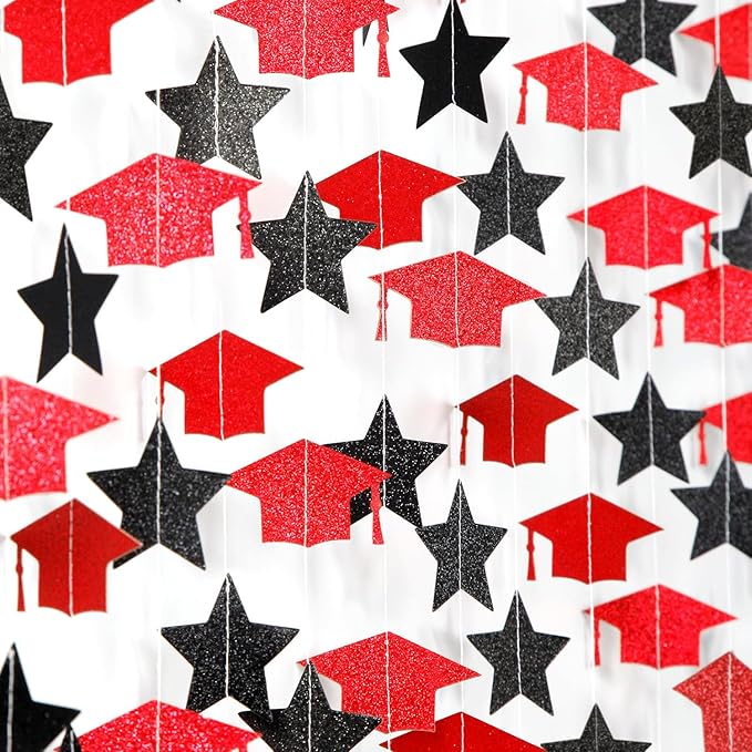 Red-Black Graduation-2025 Class Party-Decorations Garland - Image 2