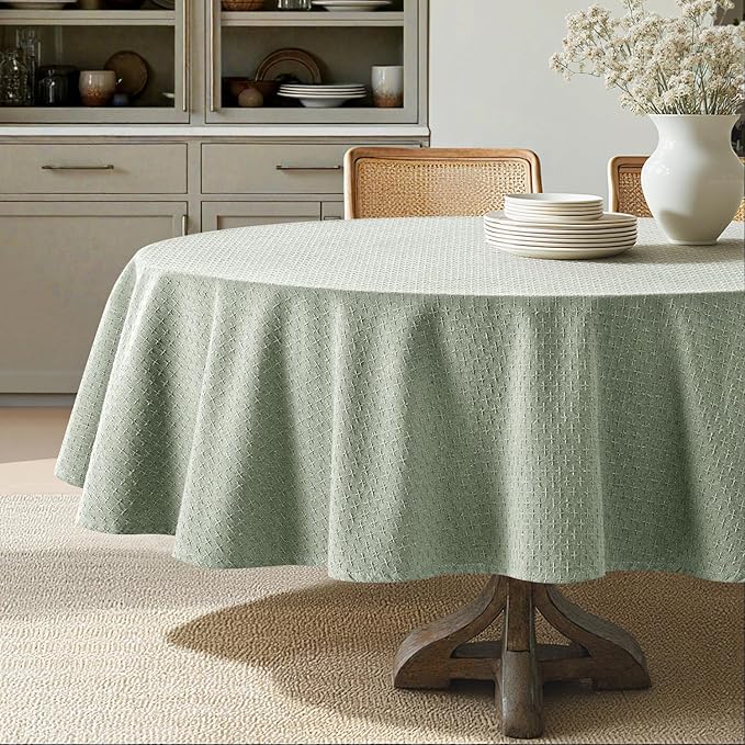 MIULEE Sage Green Linen Cottton Table Cloth Round Tablecloth Waterproof by MIULEE