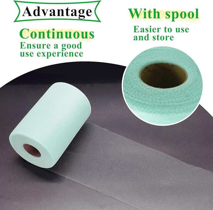 Aqua Blue Tulle Fabric Rolls 6 Inch by 100 Yards Fabric Spool Tulle Ribbon - Image 3