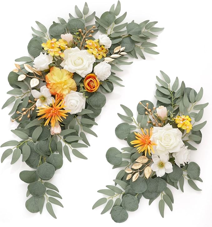 Wedding Sign Faux Flower Swag for Ceremony Party Reception Entrance Floral by Muhanjia