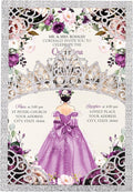 50Pcs Purple Crown Invitations for Quinceanera, 15 year, Sweet 16, Miss XV by DreamBuilt