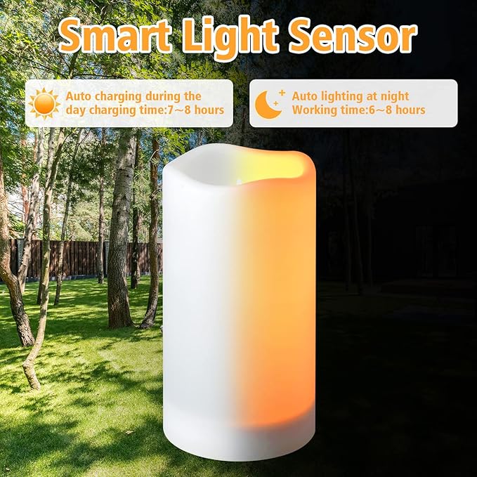Solar flameless Candles Outdoor Waterproof, Dusk to Dawn Outdoor Lighting - Image 2