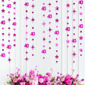 Hot Pink 40th Birthday Decorations Number 40 Circle Dot Twinkle Star Garland by pinkblume