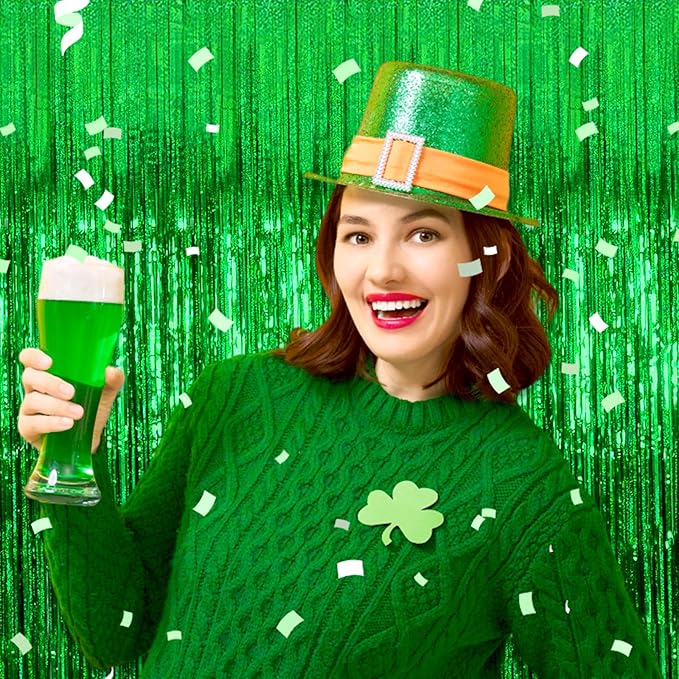6 Pack Green Foil Fringe Curtain Backdrop, 3.28Ft x 8.2Ft Metallic Tinsel Foil - Image 4