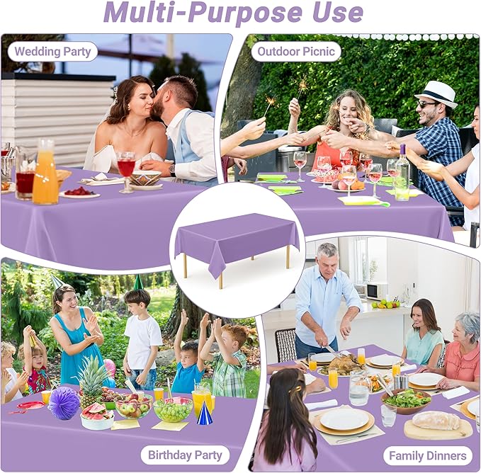 QZYL 4 PCS Plastic Table Cloth Disposable, 54x108 Inches Leakproof Rectangle - Image 6