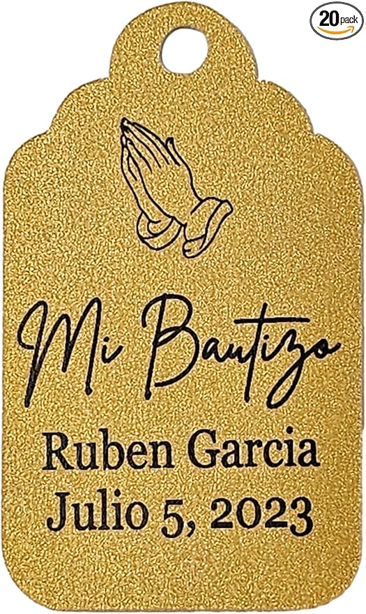 Mi Bautizo Baptism Christening Personalized Thank You Tags 20 pcs by AmysBubbling