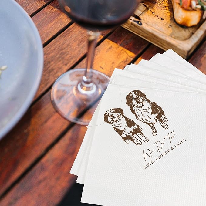 Luxury Personalized Pet Wedding Cocktail Napkins, Personalized Photo Napkins - Image 6