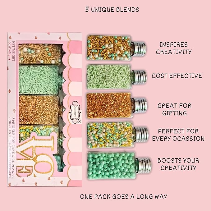 Confect Edible Sprinkles Mix Pack of 5 – Cool Summer Breeze Theme – Yellow - Image 9