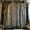 Black Backdrop Curtains with Lights String by Suppromo