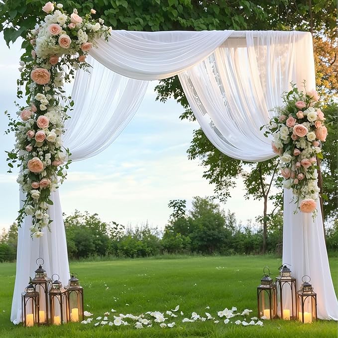 Wedding Arch Draping Fabric, 1 Panel 28" x 19Ft White Drapes Sheer Backdrop - Image 3