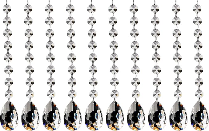 Fushing 10Pcs 1ft Teardrop Crystal Strands, Hanging Beads Chain Garland by Fushing
