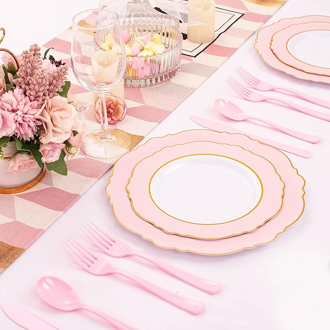 WDF 160 Piece Pink Plastic Silverware - Image 7