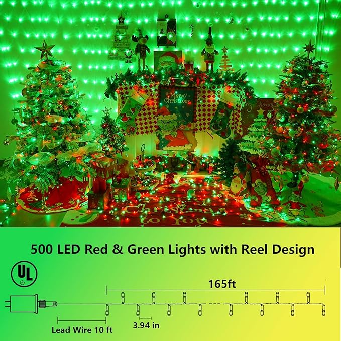 YEGUO 165ft 500 LED Christmas Lights Outdoor Waterproof - Image 2
