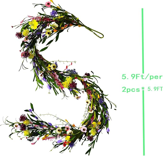 2PCS Artificial Wildflower Garland, 6FT Faux Flower Hanging Vine, Spring Summer - Image 4
