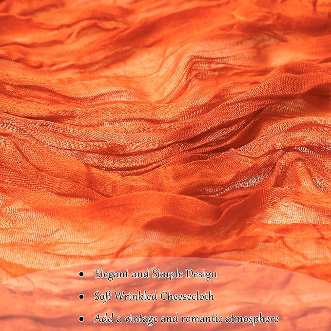 10-Pack Orange Cheesecloth Table Runners – 10FT Boho Rustic Gauze Fabric Cheese - Image 5
