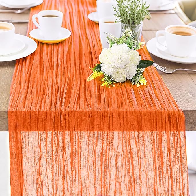 1-Pack Orange Cheesecloth Table Runners – 10FT Boho Rustic Gauze Fabric Cheese by Unknown