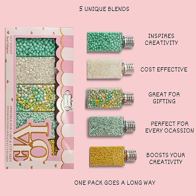 Confect Cake Sprinkles Mix Pack of 5 – Sky Blue, Sparkling Sugar – Baking - Image 9