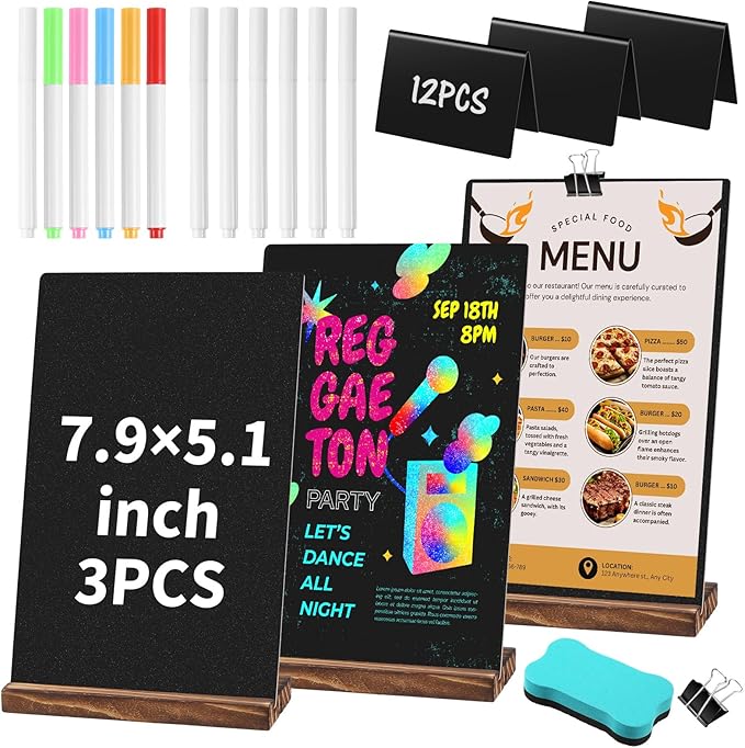 29 Pcs Chalkboard Sign Set, 7.9" x 5.1" Desktop Board Sign by Beeveer