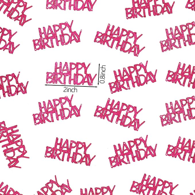 Hot Pink Happy Birthday Confetti Girl Birthday Party Decorations Glitter Table - Image 2