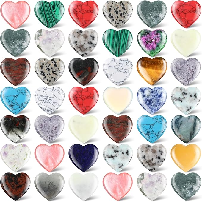 Nuenen 40 Pcs 1 Inch Worry Stone Bulk Crystals Heart Shaped Rock Tiny Trinkets by Nuenen
