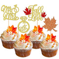 24 PCS Fall in Love Cupcake Toppers Glitter Maple Leaf Cupcake Picks Mr & Mrs by ZHUOWEISM