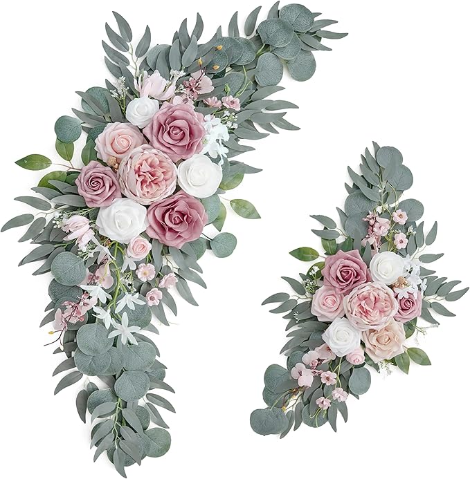 ponatia Small Wedding Arch Flowers, Artificial Dusty Rose Flowers by ponatia
