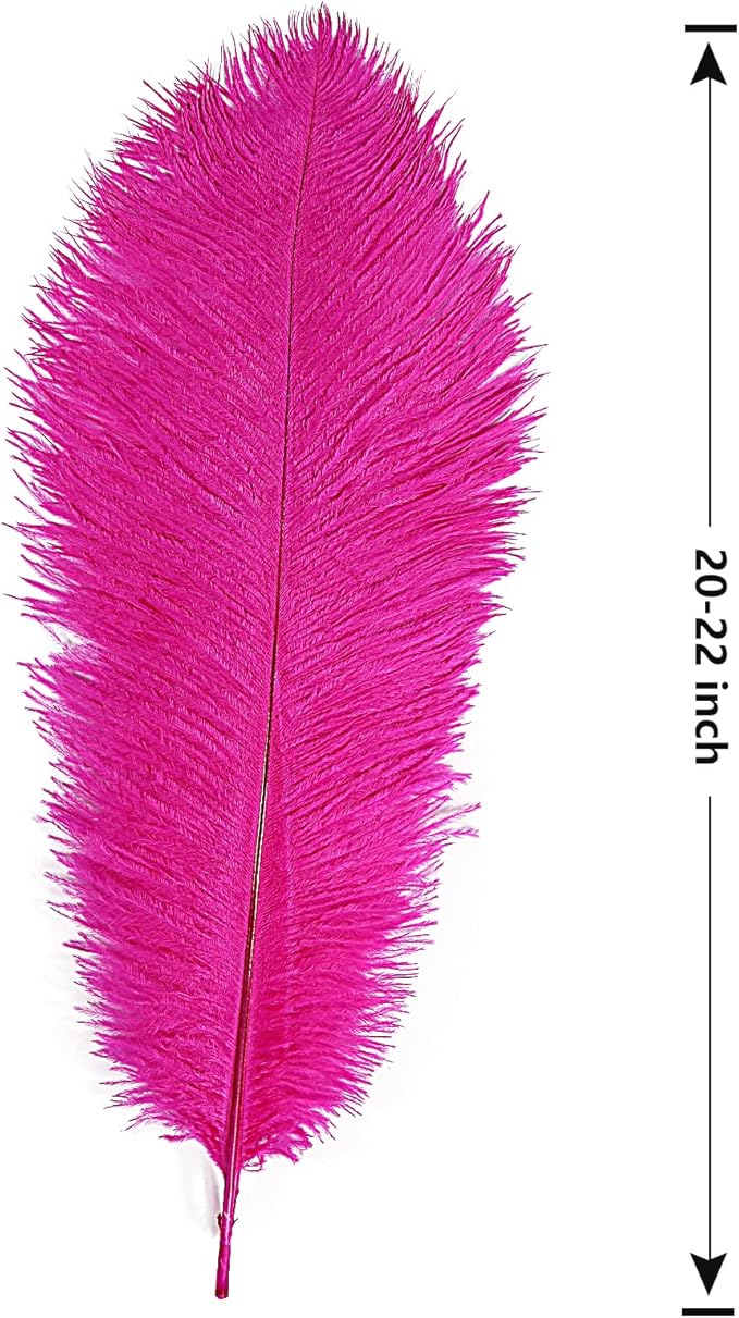 THARAHT Hot Pink Ostrich Feathers 12pcs Large Natural Bulk 20-22Inch 50cm-55cm - Image 2
