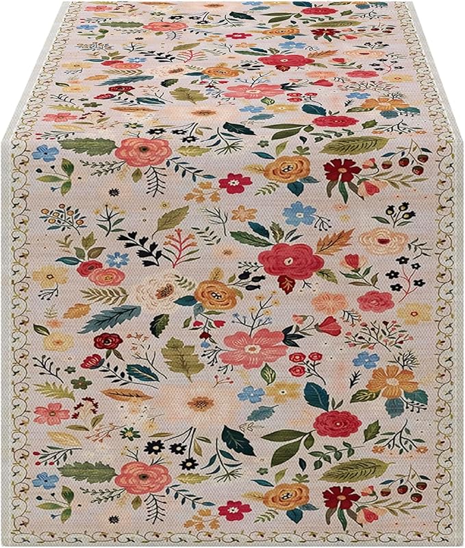 OYIMUA Boho Floral Summer Table Runner 13 x 36 Inches Colorful Flower Runners - Image 4