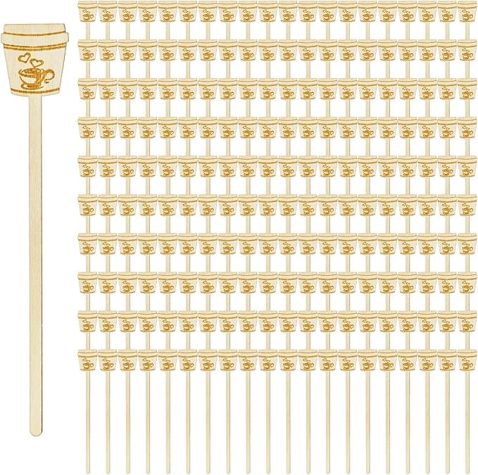 200 Pieces Wooden Coffee Stirrers, 6 inch Disposable Coffee Stir Sticks by Acshio