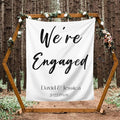 We're Engaged Backdrop, Custom Tapestry by DEVONDESIGN