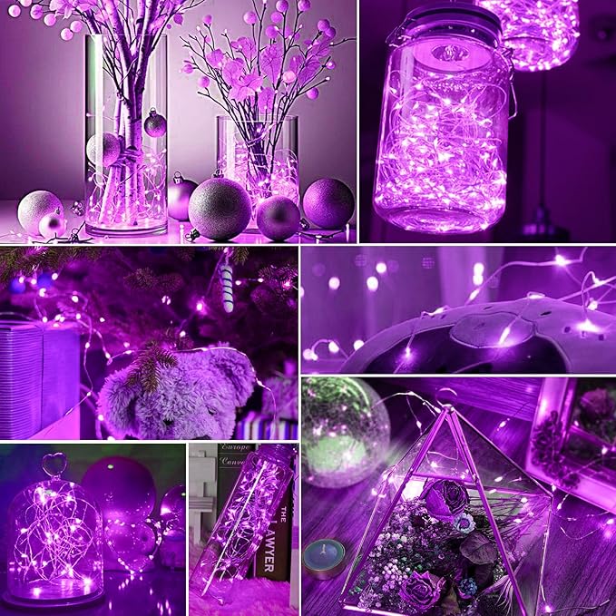 pozzolanas 8 Pack Pink Battery Operated String Lights - 7ft Waterproof Fairy - Image 6