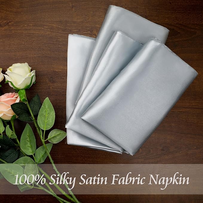 Manyshofu 50 Pieces Silver Satin Napkins - Image 4