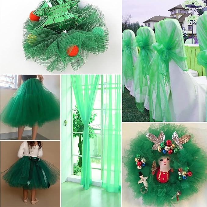 Emerald Green Tulle Fabric Rolls 6 Inch by 200 Yards Fabric Spool Tulle Ribbon - Image 7
