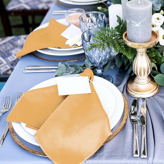 ANECO 12 Pieces Satin Napkins Soft Dinner Napkins Square Table Napkins 17 x 17 - Image 5