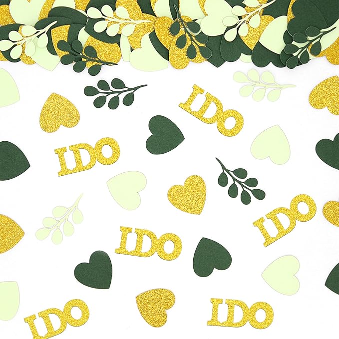 200PC Sage Green Wedding Confetti Wedding Shower Decorations Heart I do by Vofrise