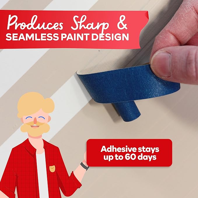 XFasten Blue Painters Tape 540 Feet 3 Inch X 60 Yards Wide Painters Tape Blue - Image 7