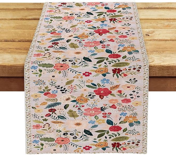 OYIMUA Boho Floral Summer Table Runner 13 x 72 Inches Colorful Flower Runners by OYIMUA