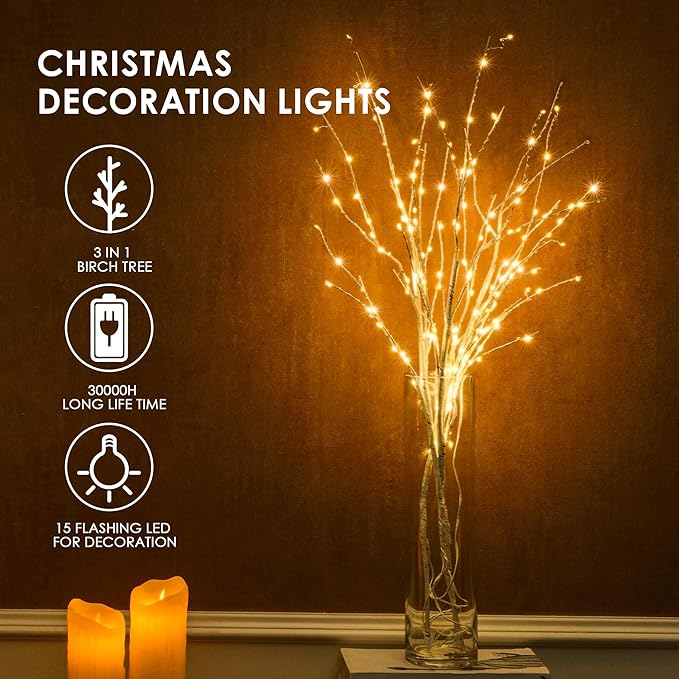 Bexdir Lighted Birch White Tree Branches 33IN 180LED - Image 2