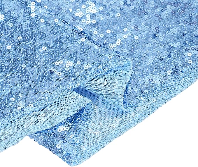 SquarePie Sequin Tablecloth 60 x 102 Inch Baby Blue Sparkly Table Linen - Image 4