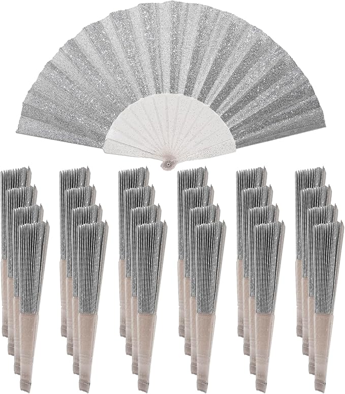 24 Pack Handheld Fan, Folding Hand Glitter fan by SiissaPeksid