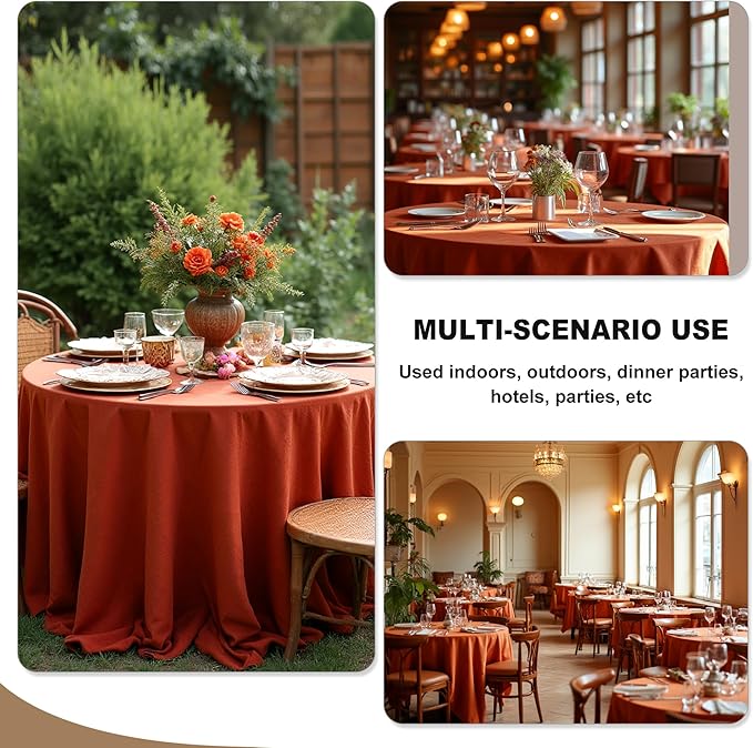Fitable 6 Pack Rust Round Tablecloths - Image 5