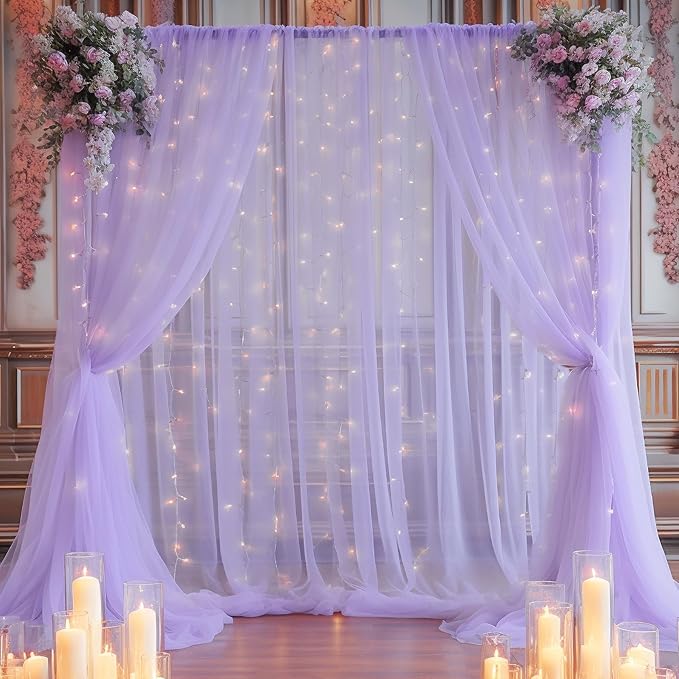 30×10ft Purple Tulle Backdrop Curtain - Image 6