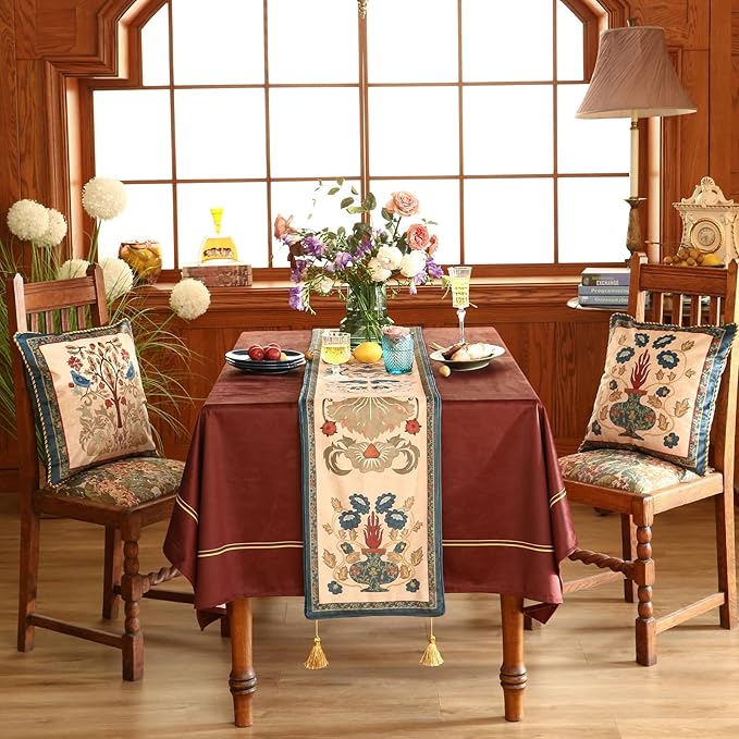 patdrea Designer Casual Wild Floral Velvet Table Runner 118 Inch Long, - Image 2