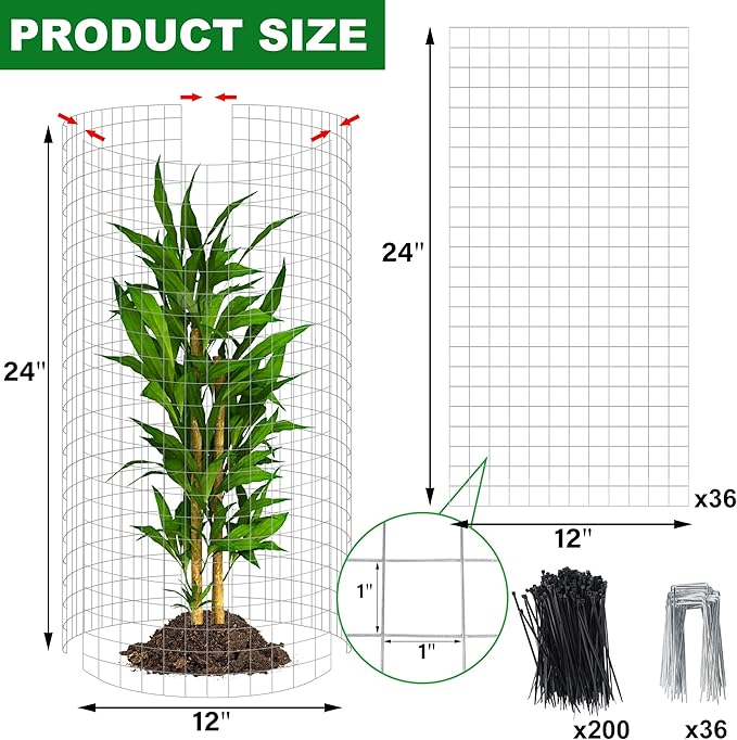 winemana 12 Set Garden Plant Protector Cage, 24x12 in Metal Wire Protectors - Image 3