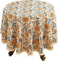 ISAENNE Designer Bohemian Floral Small Round Tablecloth, Linen Colorful Table by Isaennehomedecoration